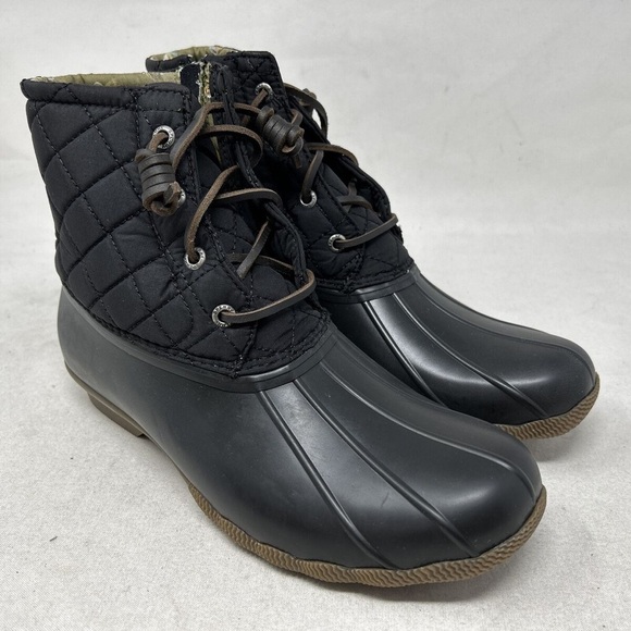 Sperry Black and Brown Water Shoes with Quilted Upper and Waterproof Rubber - Picture 2 of 8